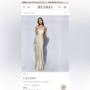 Meshki one shoulder champagne dress